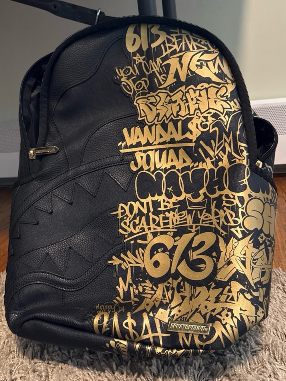Sprayground Black & Gold Graffiti Shark-Tooth Backpack *Limited Edition*